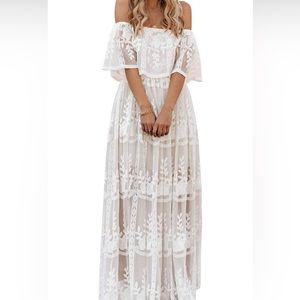Off Shoulder Lace Maxi Dress